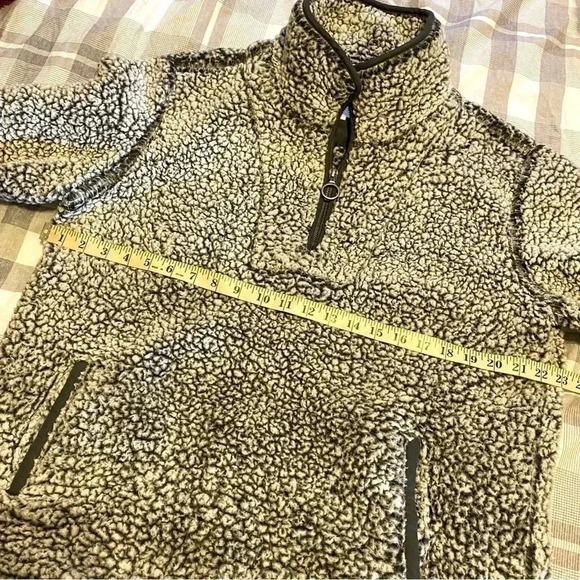 Thread & Supply Teddy Fleece 1/4 Zip Pullover Sweater Borg Gray: Size Medium - Picture 10 of 11